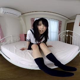 Asian school girl teasing on bed VR Porn Video