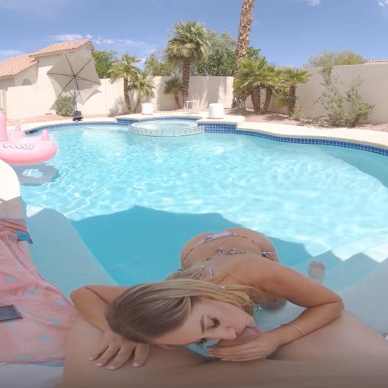 Big ass slut gets drains cock by the pool